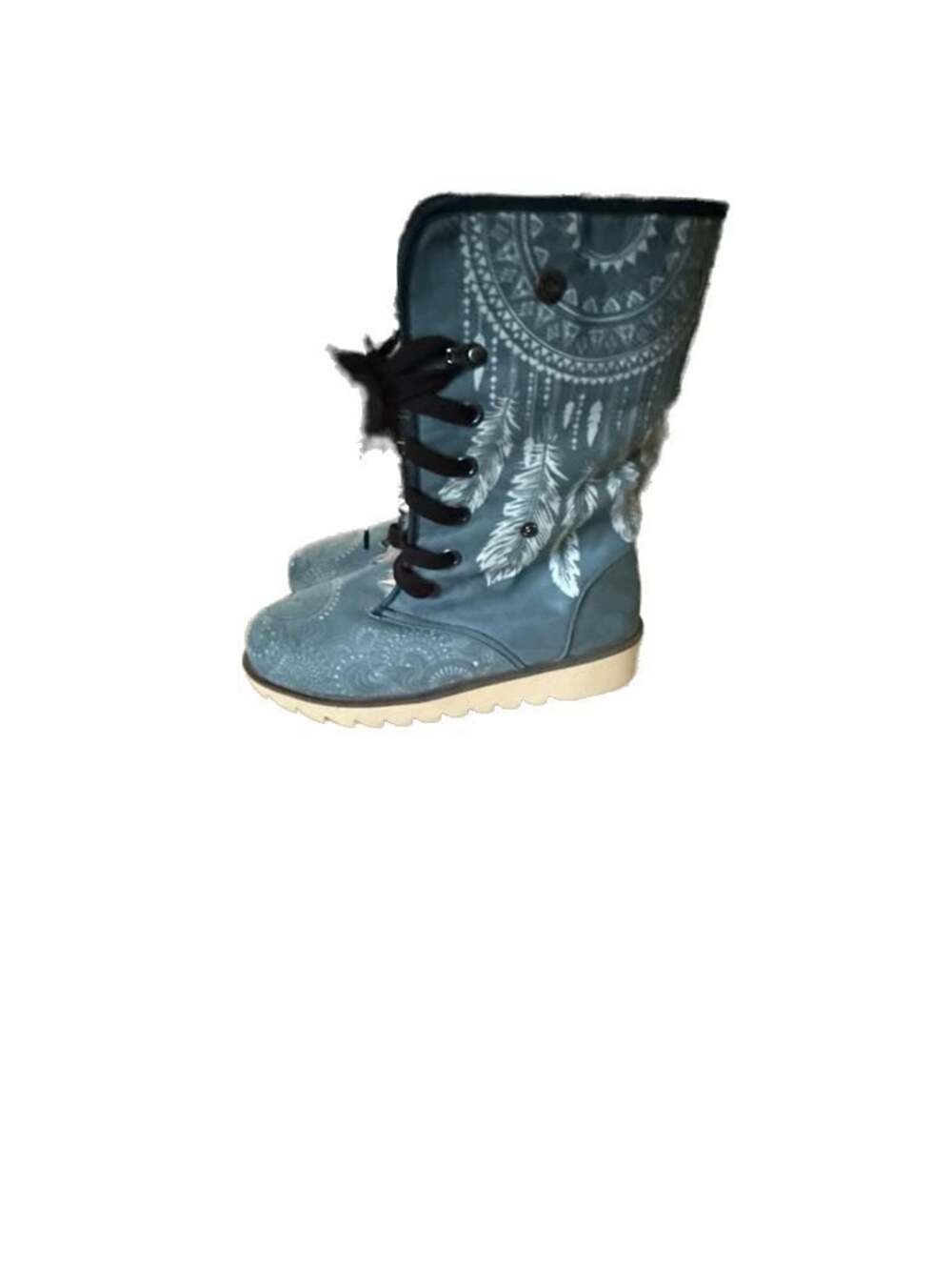 Yes We Vibe Powerful Dreamcatcher Faux Fur Lace-Up Winter Boots